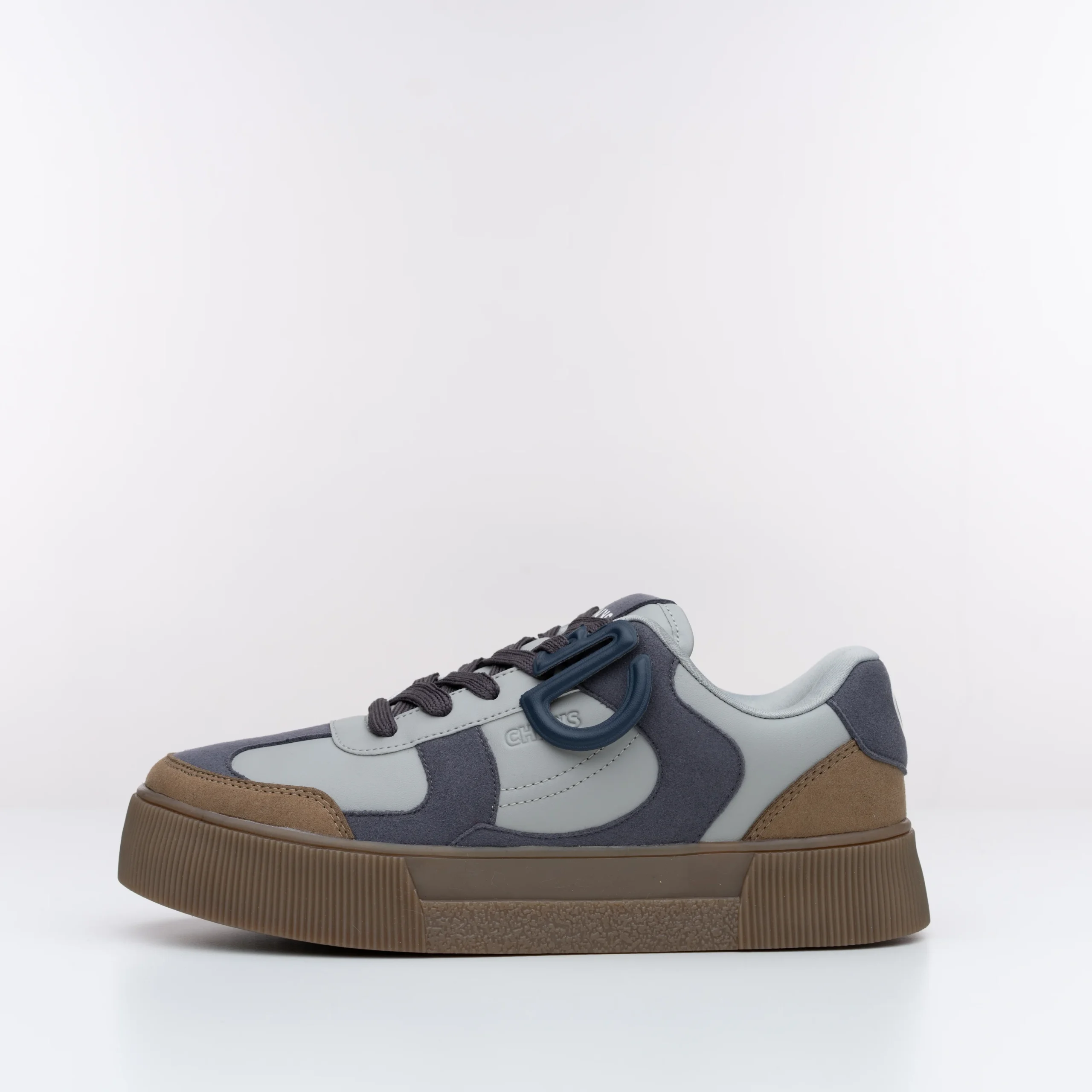 Side view of Granite CHNKS grey sneakers for men and women