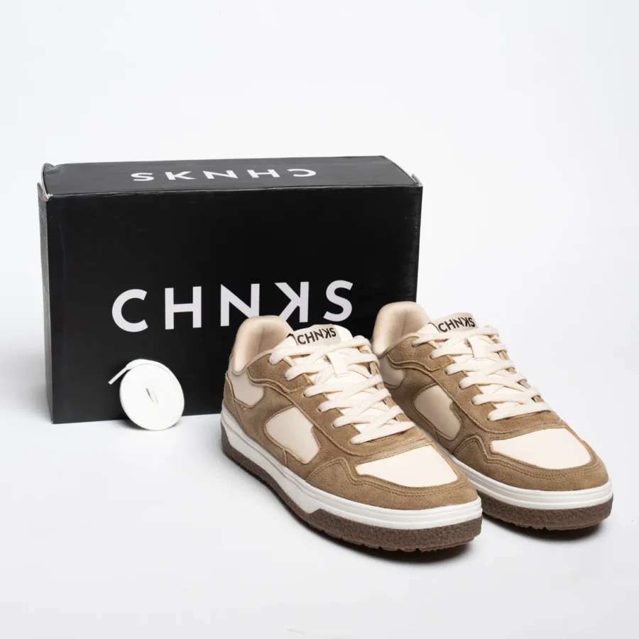 Dunescape CHNKS sneakers with box – premium cream and tan sneakers for men