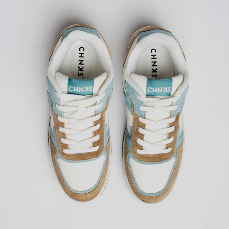 Top view of Cove CHNKS sneakers – men’s blue and beige sneakers with minimal design