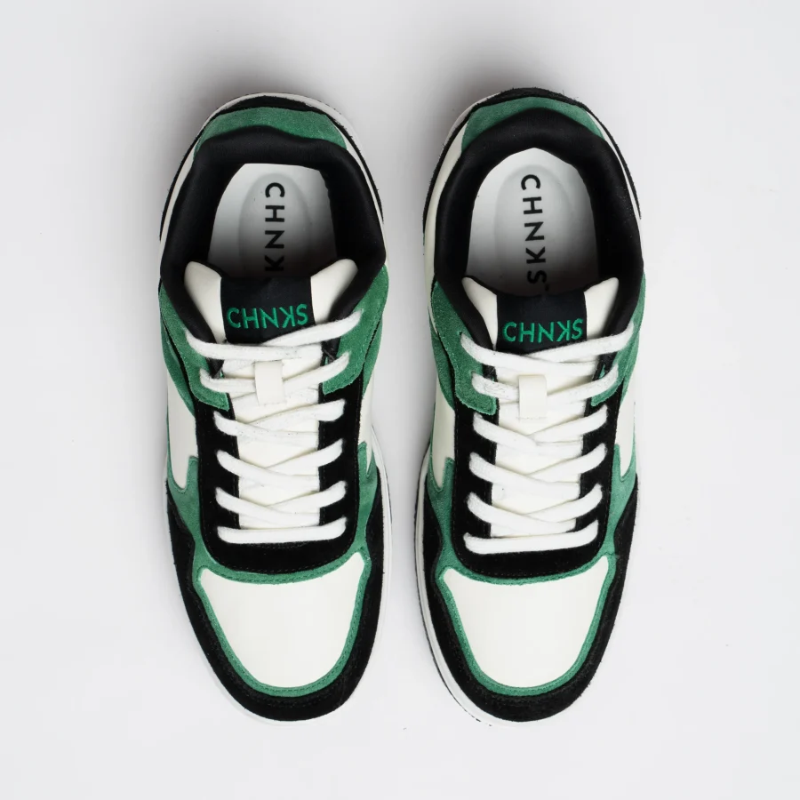Top view of Matrix CHNKS sneakers – premium green sneakers for men with breathable mesh upper